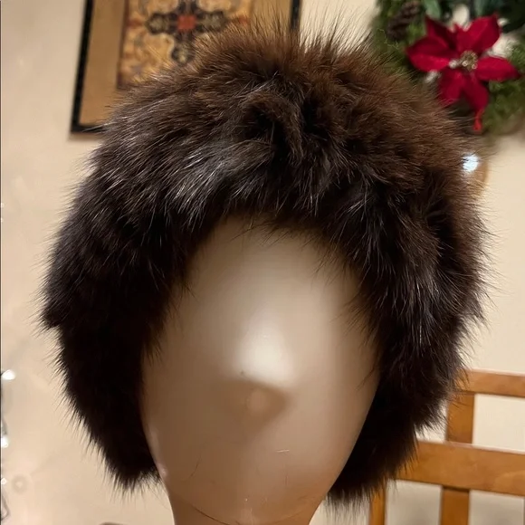 Brown Fur Hat, mink real brown fur, woman hat, new, România - Picture 6 of 11